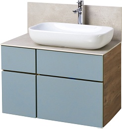 Акватон Тумба с раковиной Мишель 80 с гранитной столешницей (Infinity) дуб рустикальный/фьорд – фотография-1